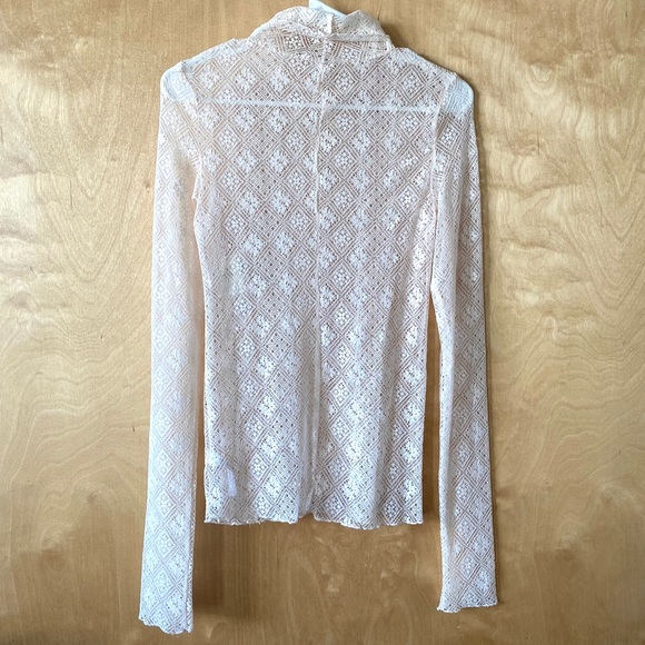 NWT Free People Lace Turtleneck in Ivory/ White - Picture 6 of 8